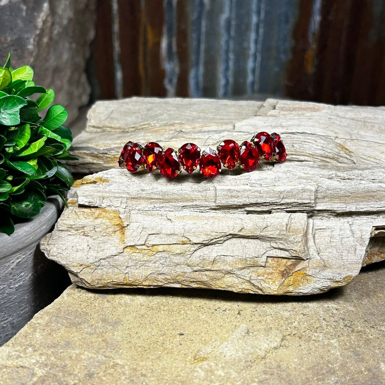 Red Rhinestone Teardrop Bracelet