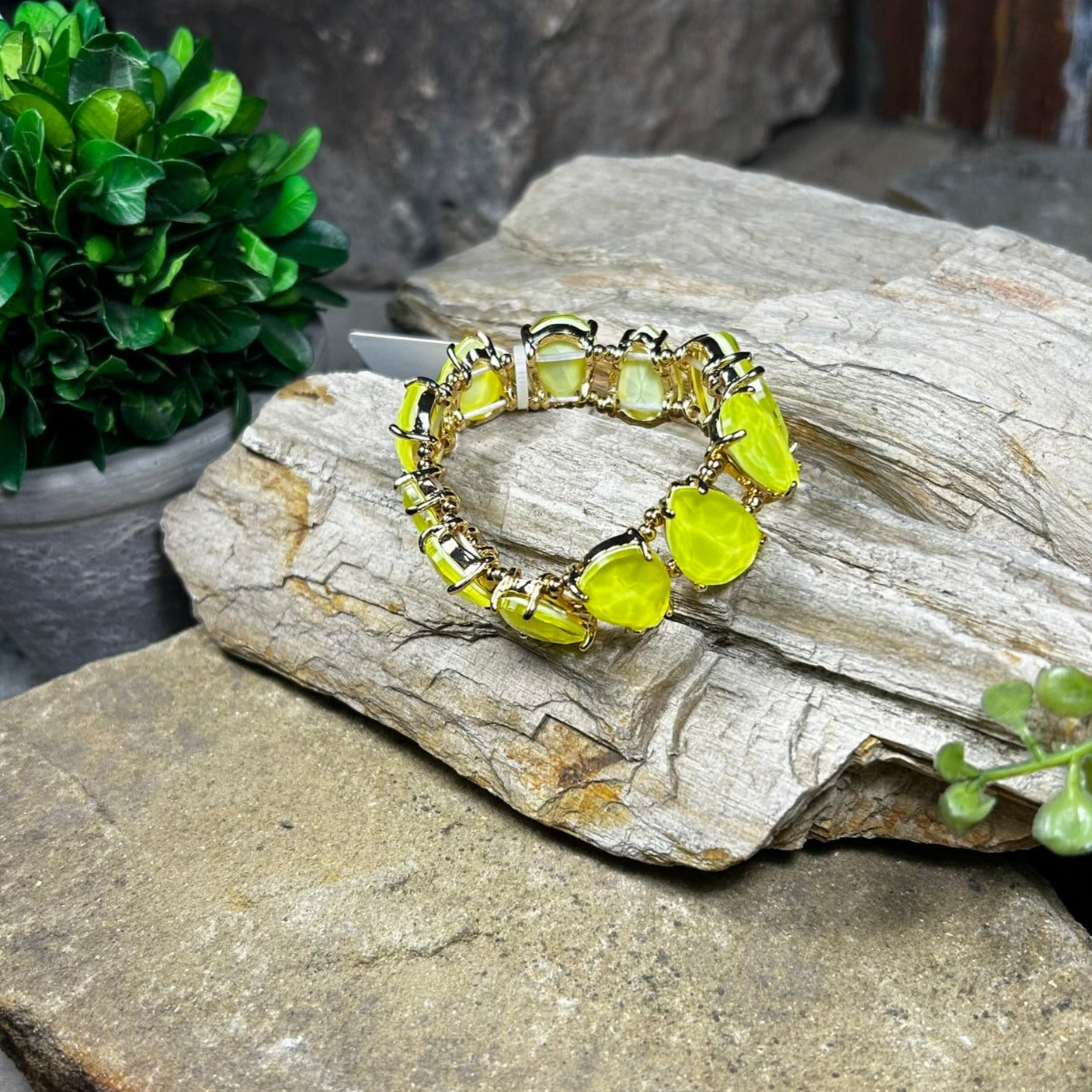 Neon Yellow Teardrop Bracelet