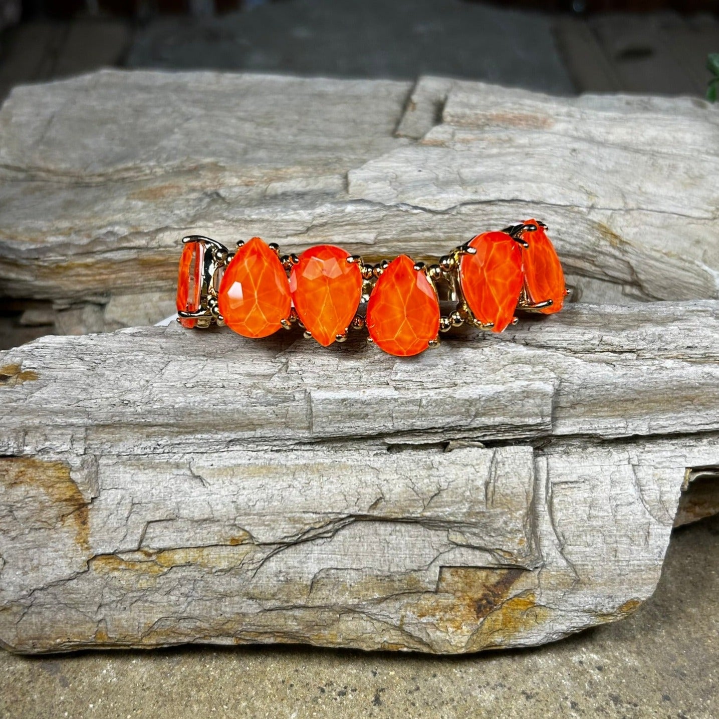 Neon Orange Teardrop Bracelet