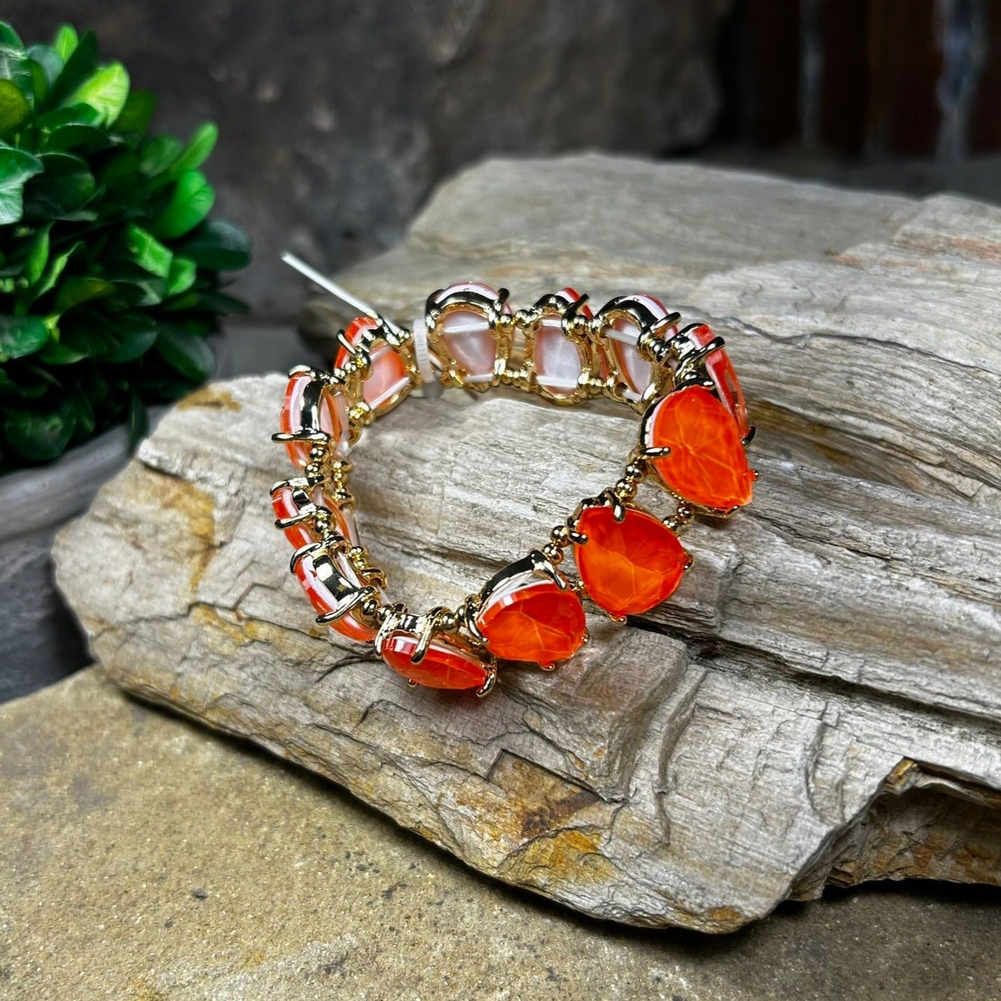 Neon Orange Teardrop Bracelet