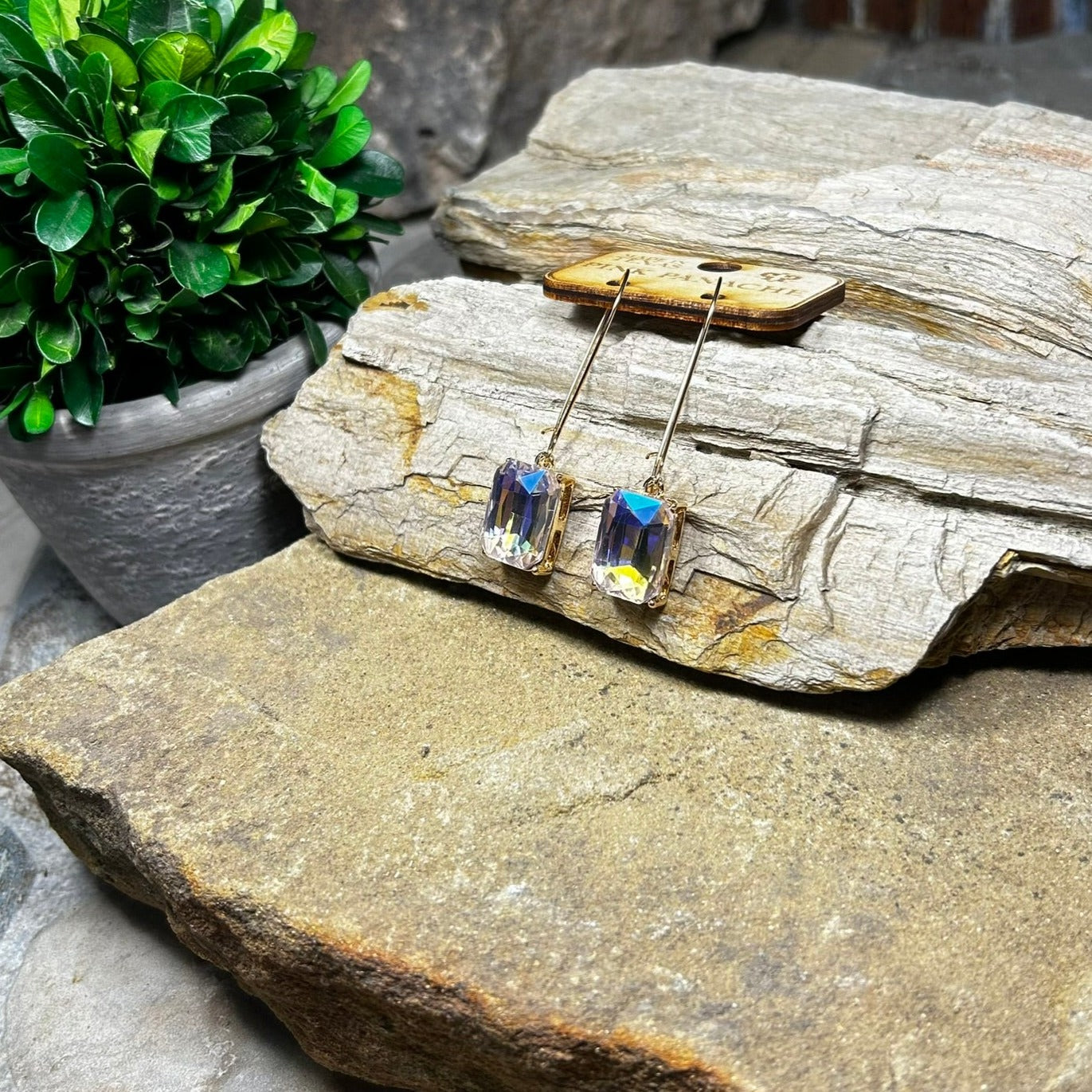 Light Pink Rhinestone Earrings
