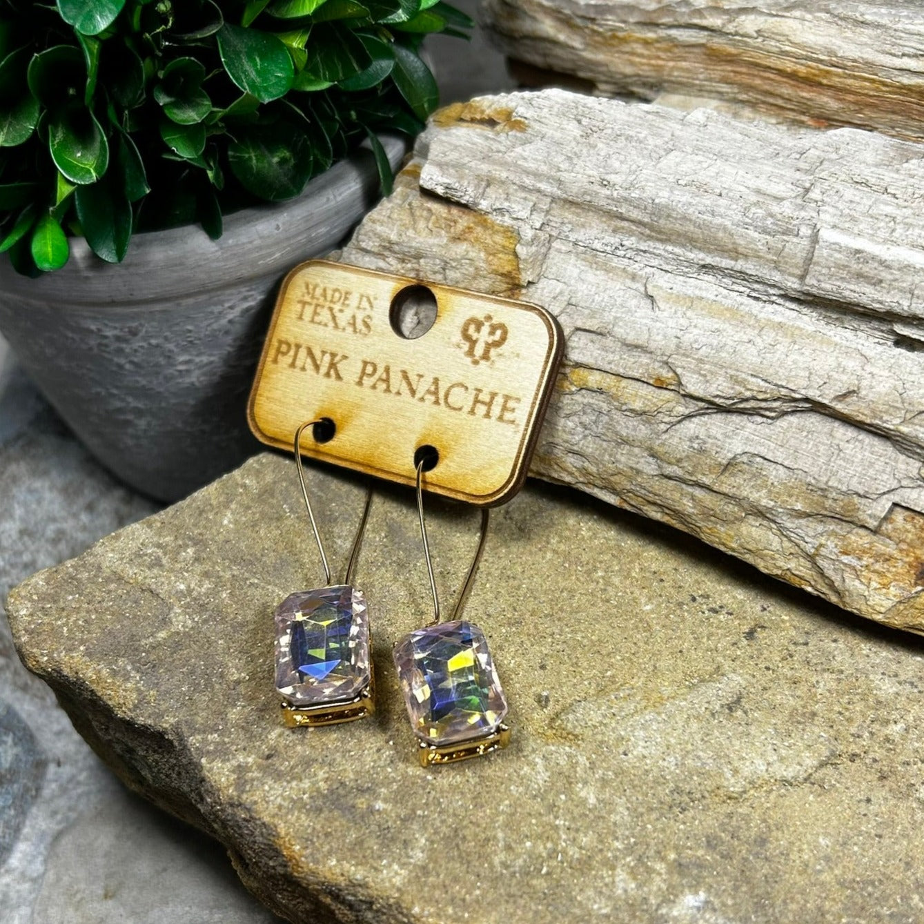 Light Pink Rhinestone Earrings