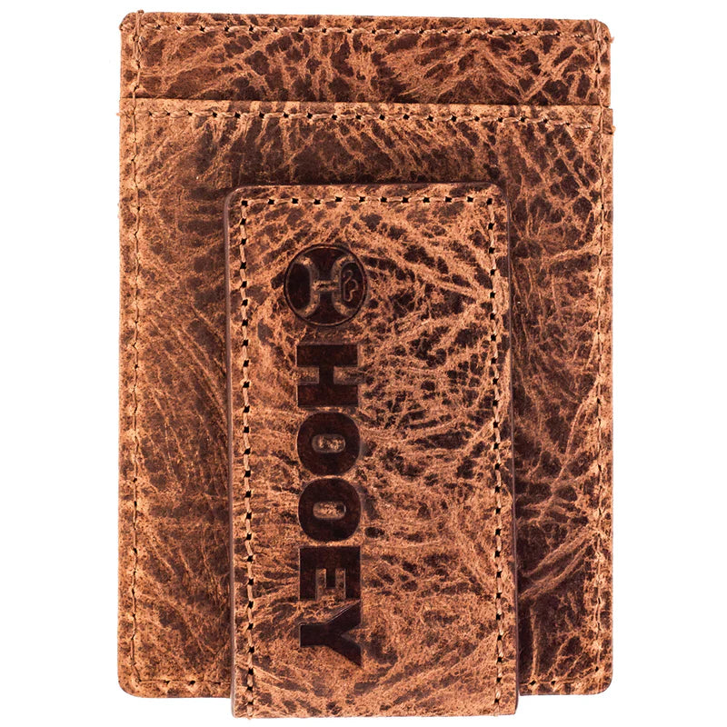 SAWYER OSTRICH Brown Turquoise with Money Clip Wallet