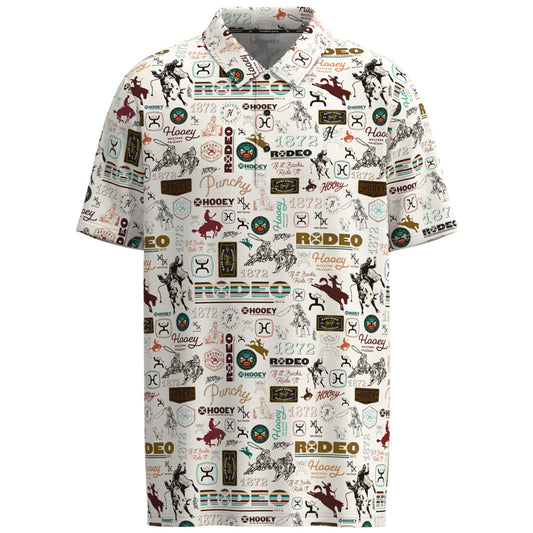 THE WEEKENDER Cream with Hooey Print Polo
