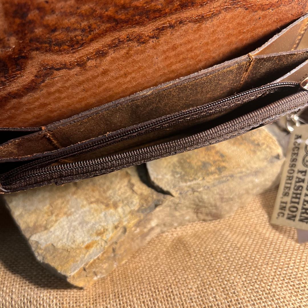 Basket Weave Tooled Biker/ Trucker Wallet