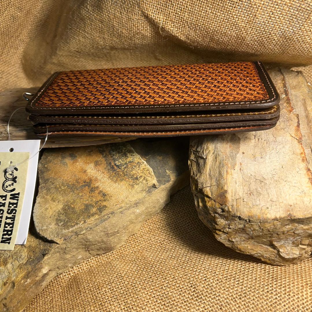Basket Weave Tooled Biker/ Trucker Wallet