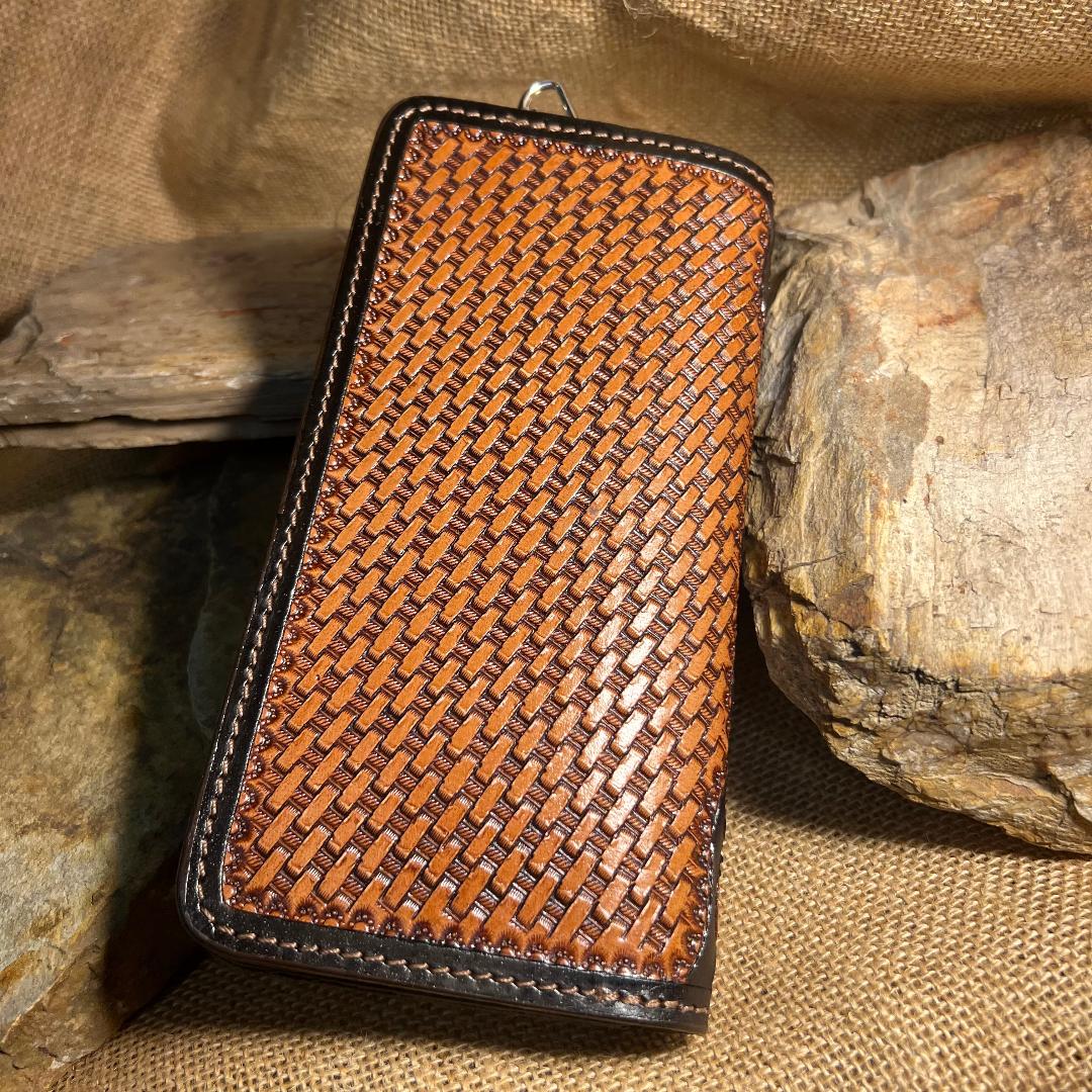Basket Weave Tooled Biker/ Trucker Wallet