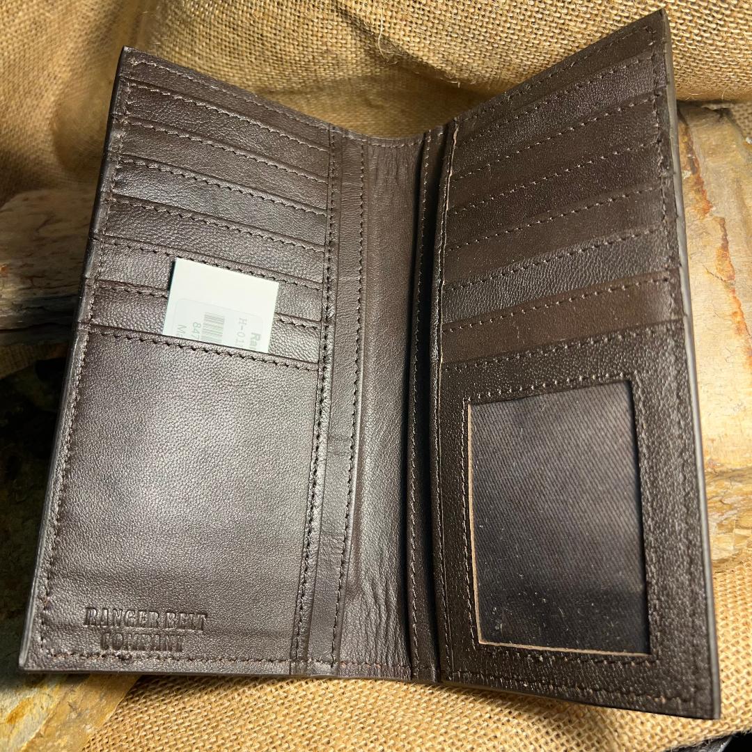 Hand Carved Painted Feather Rodeo Wallet