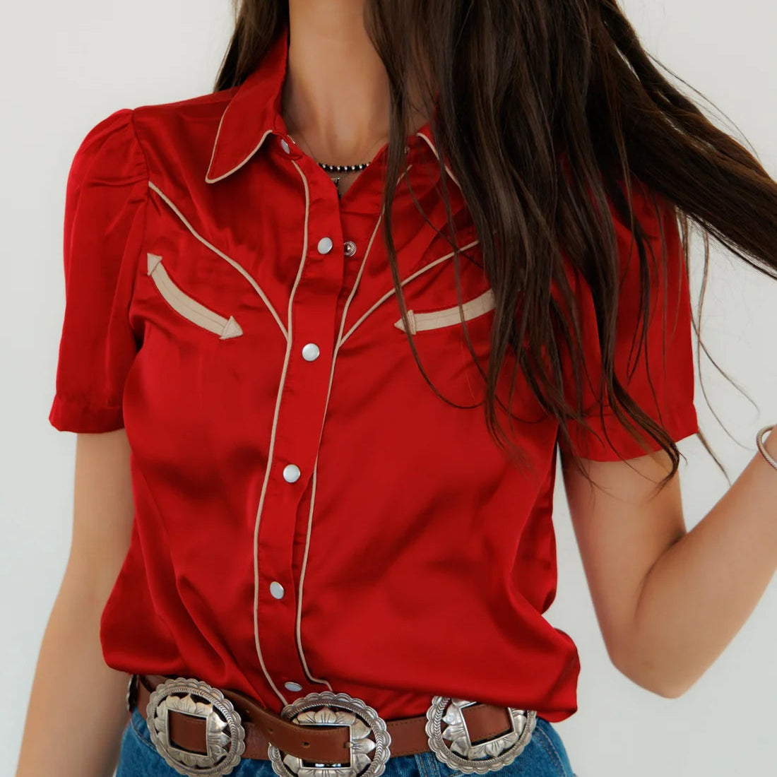 Howdy Hanny Pearl Snap, Crimson