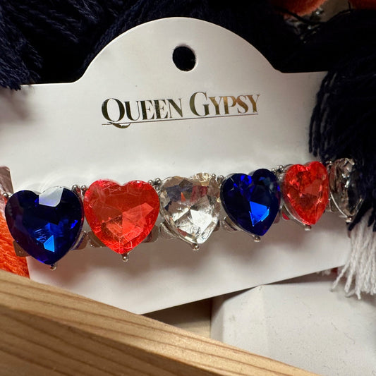 Blue and Orange Heart Jewel Bracelet