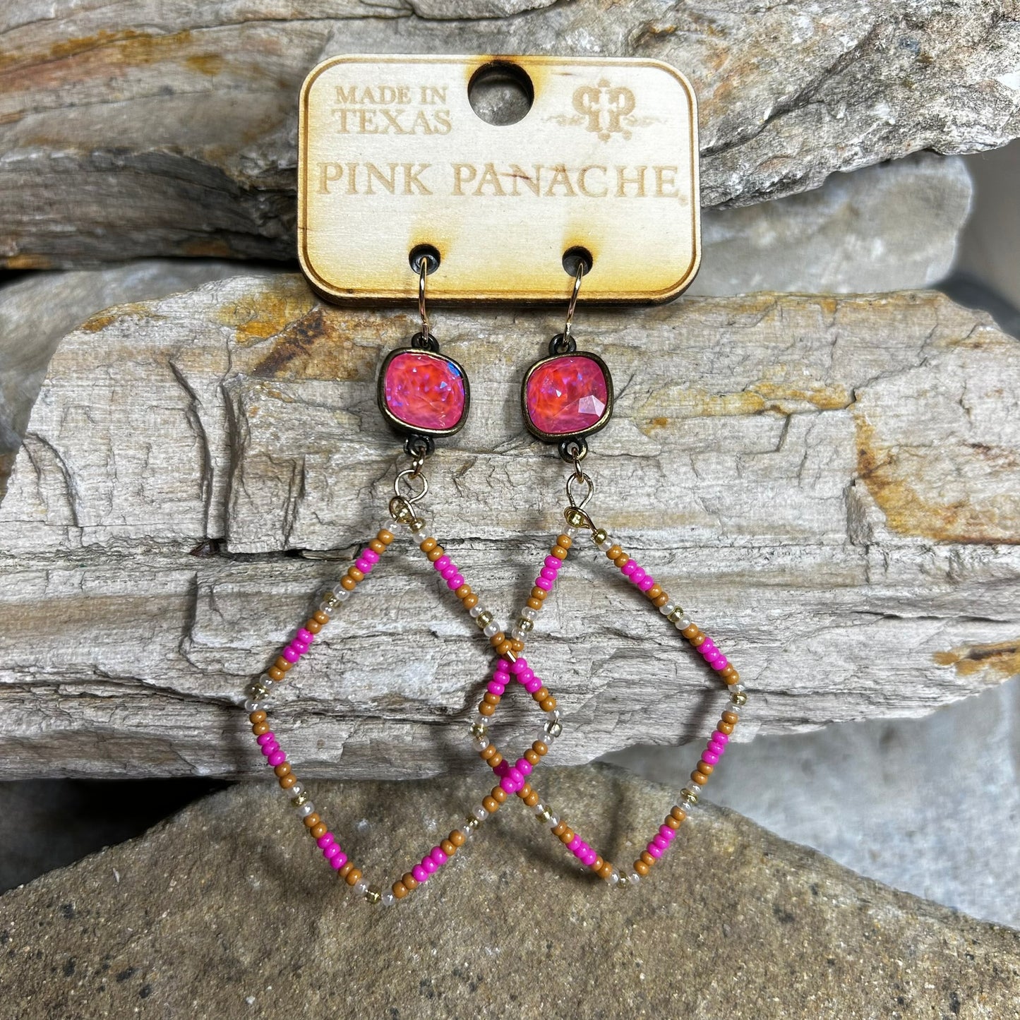 Pink Diamond Shape Earrings