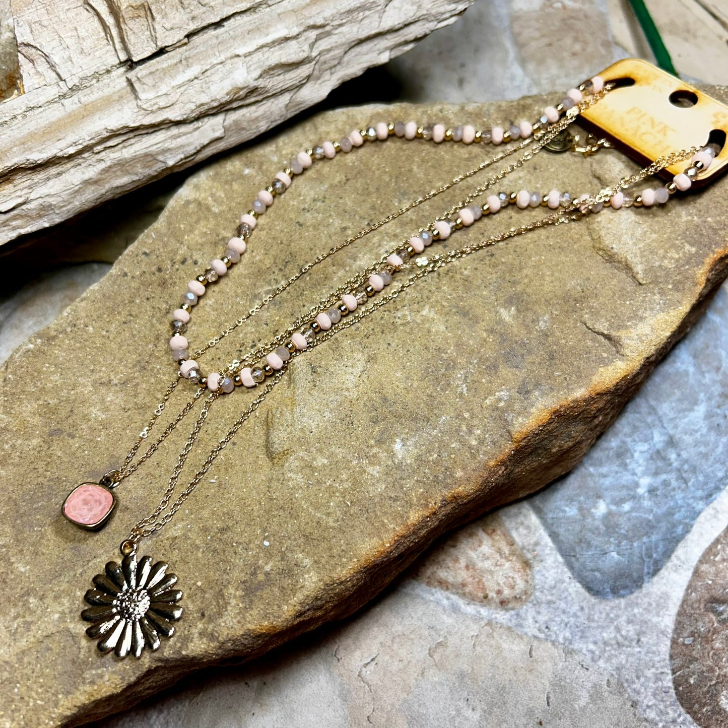 Pink Three Strand Necklace