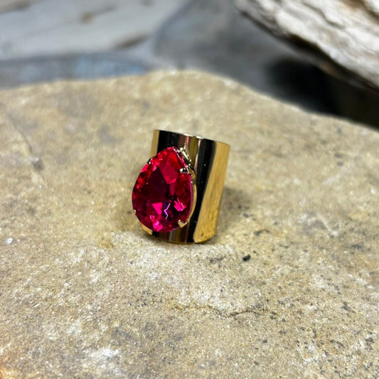 Fuchsia Teardrop Rhinestone Ring