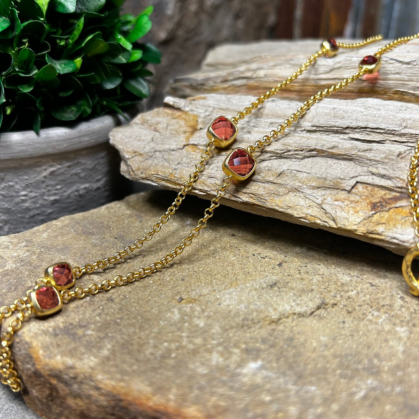 Peony Pink Aquitaine Station Necklace
