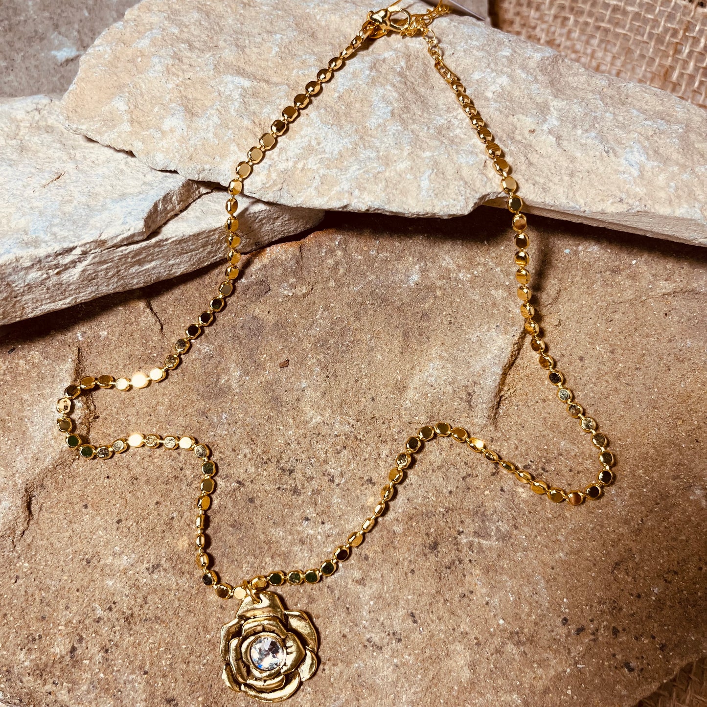 Dot Chain Swarovski Crystal Rose Necklace