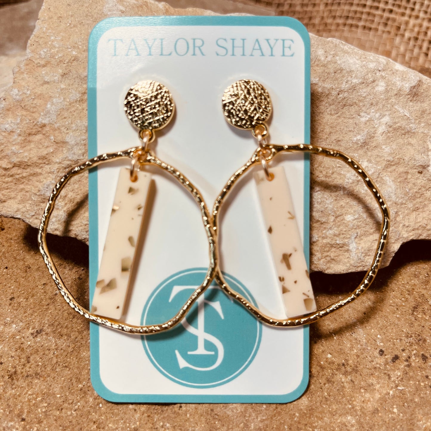 Champagne Flake Stick Hoop Earrings