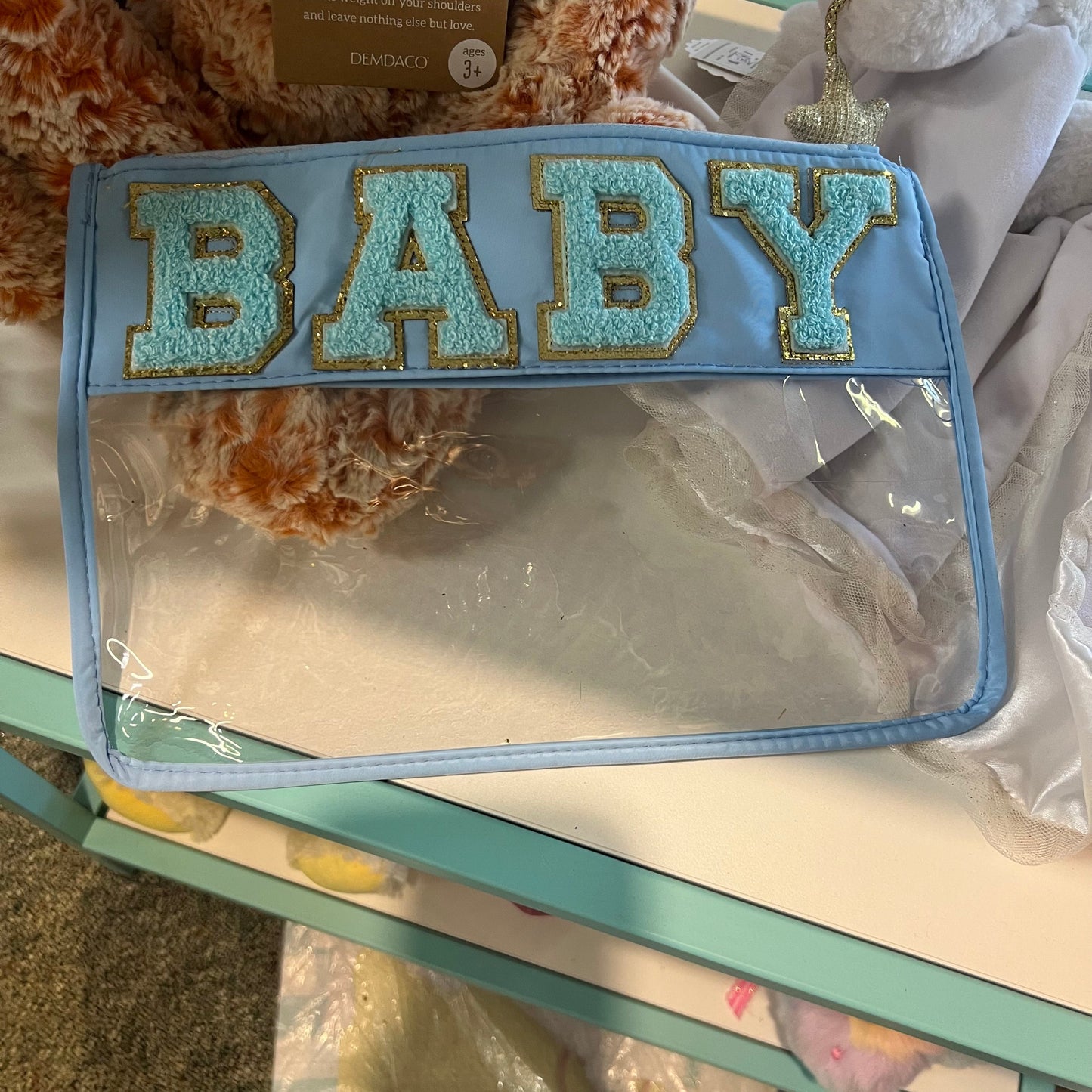Chenille Letter Clear Blue Baby Pouch