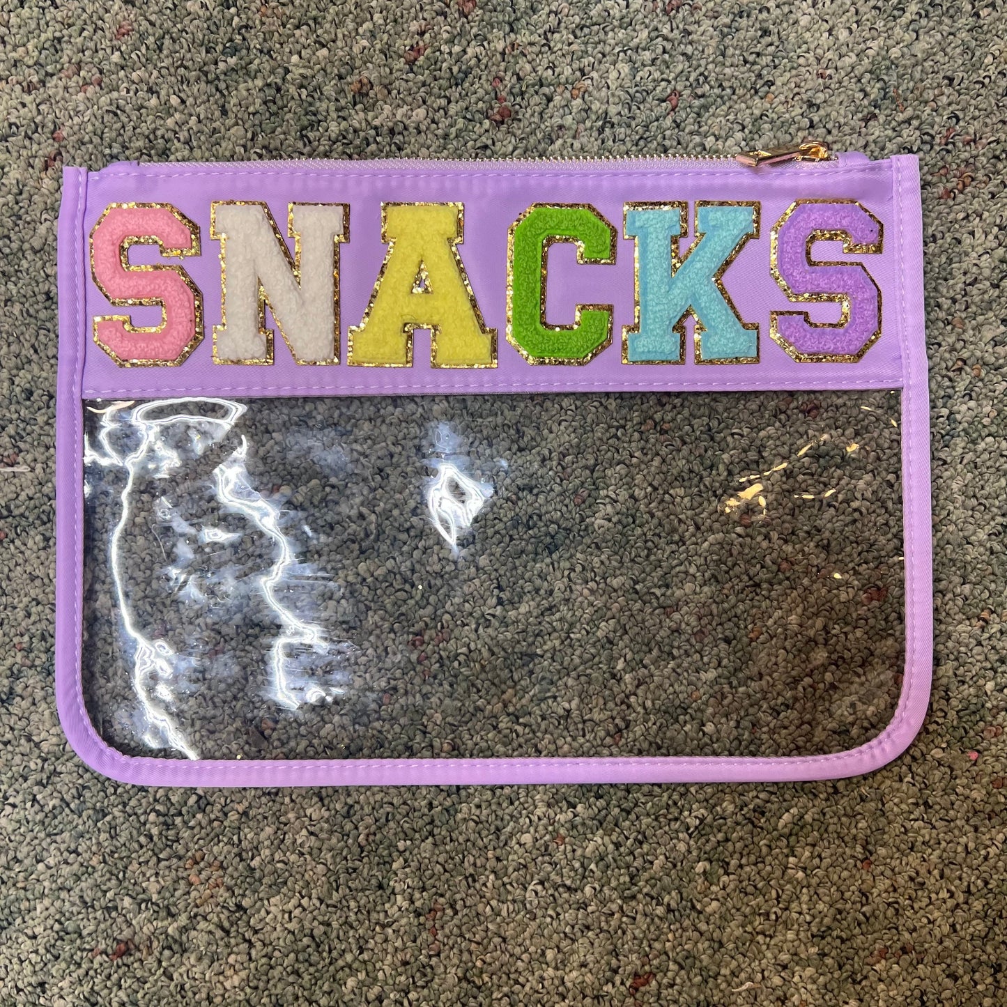 Chenille Letter Clear Pouch - Snacks Bag
