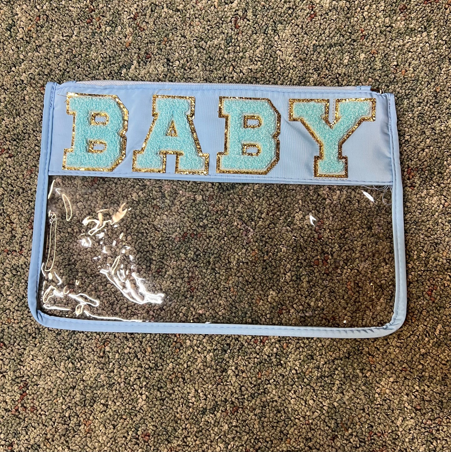 Chenille Letter Clear Blue Baby Pouch