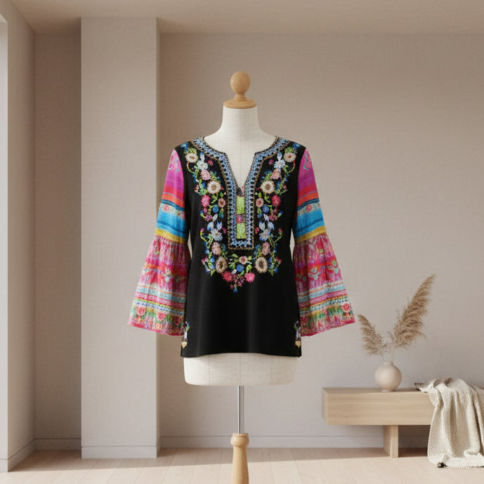 Embellished Popover 3/4 Printed Sleeve