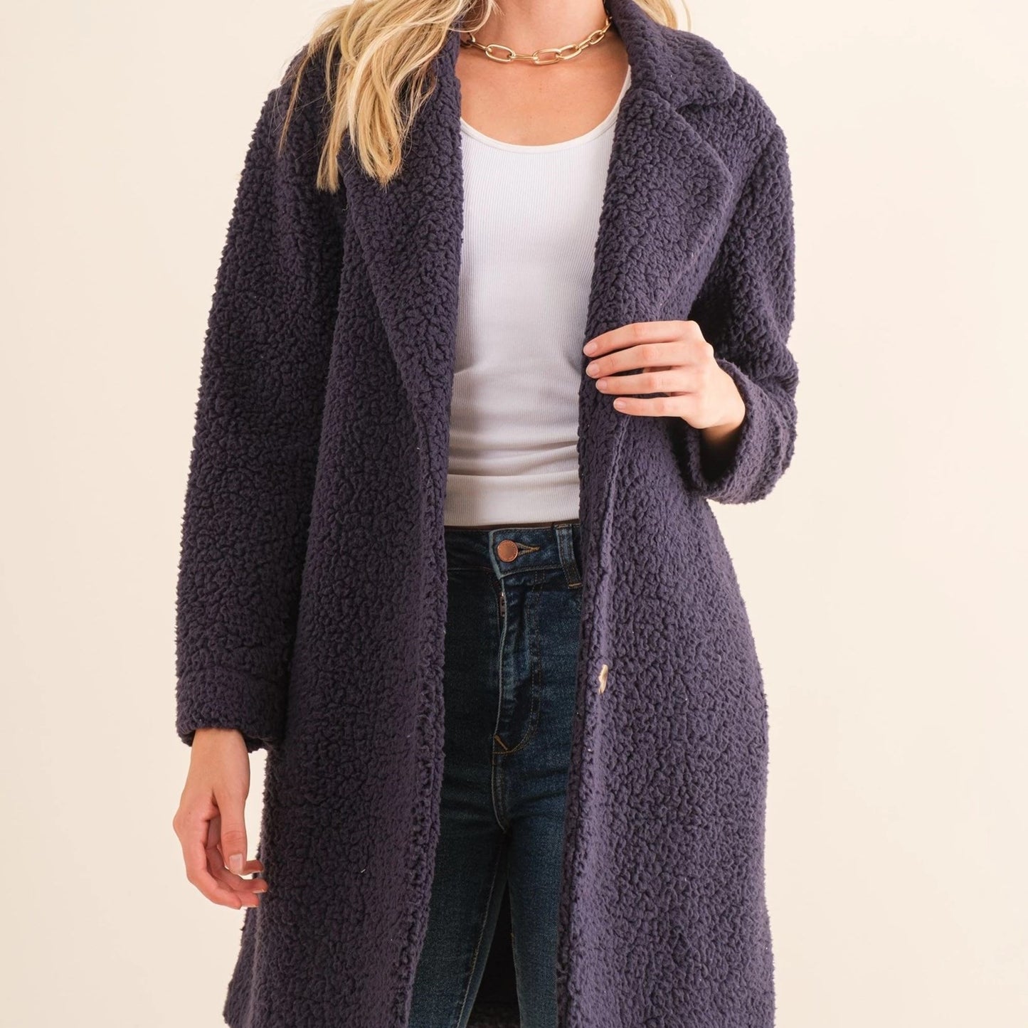 High Pile Fleece Button Down Coat