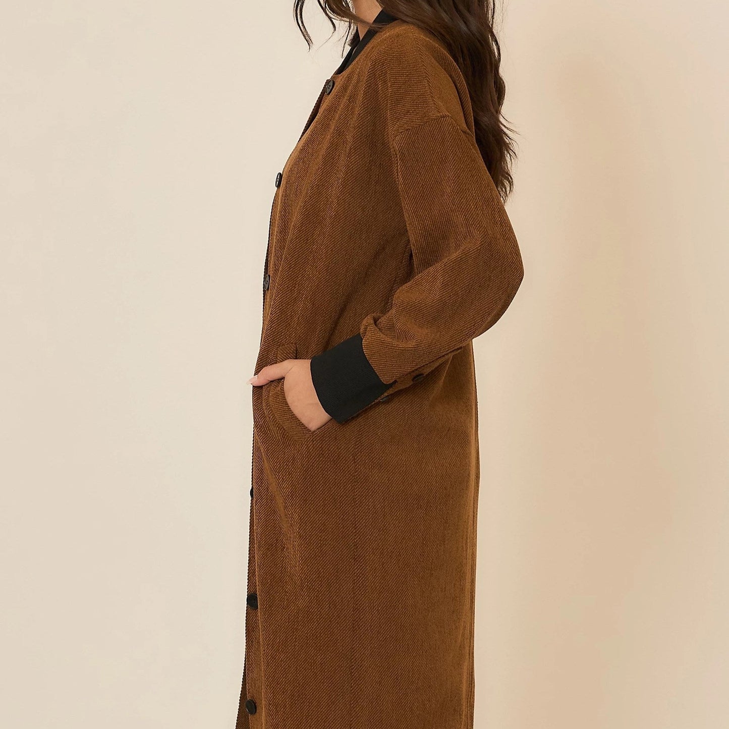 Corduroy Button Up Long Coat