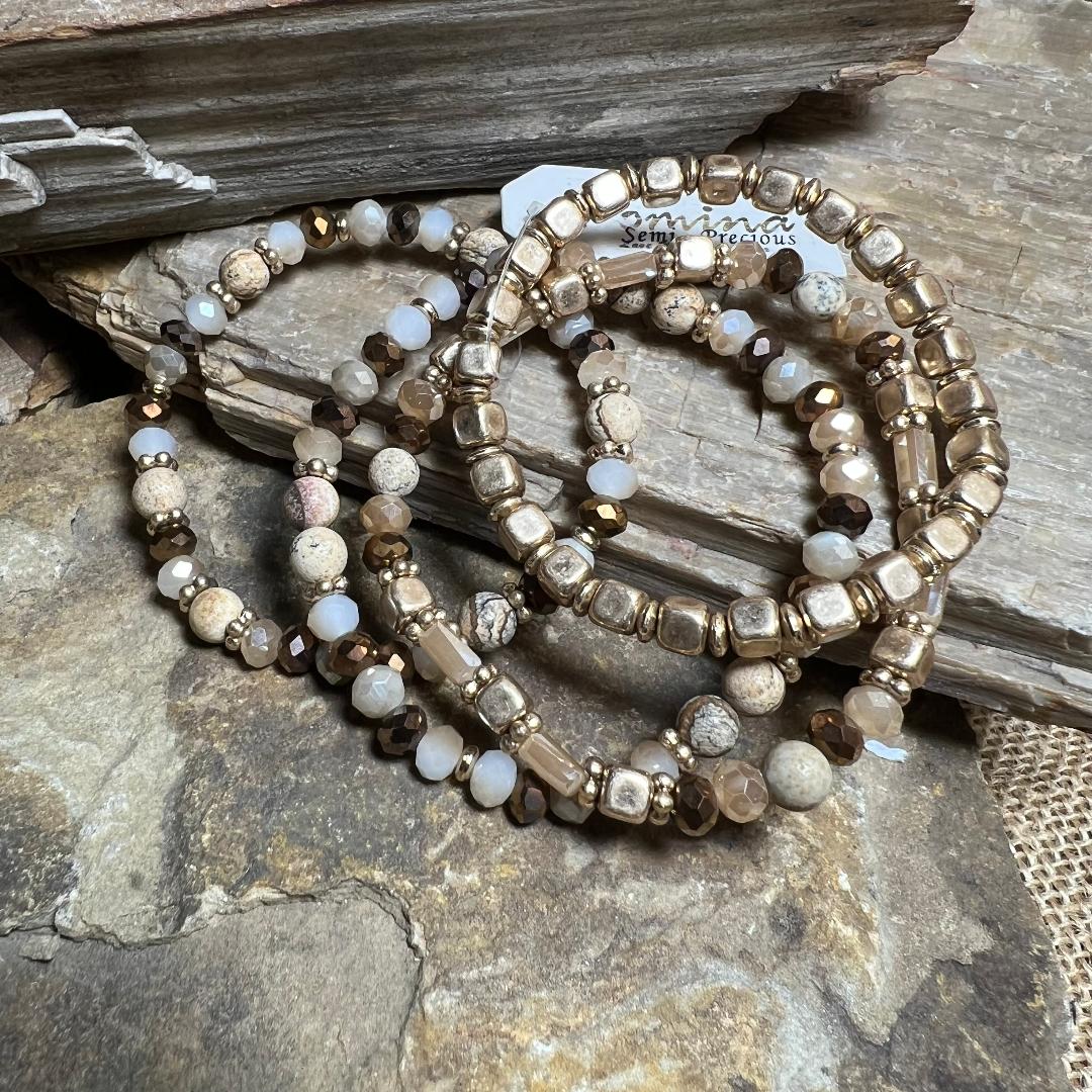 Neutral Browns, Creams & Gold Bead Stack
