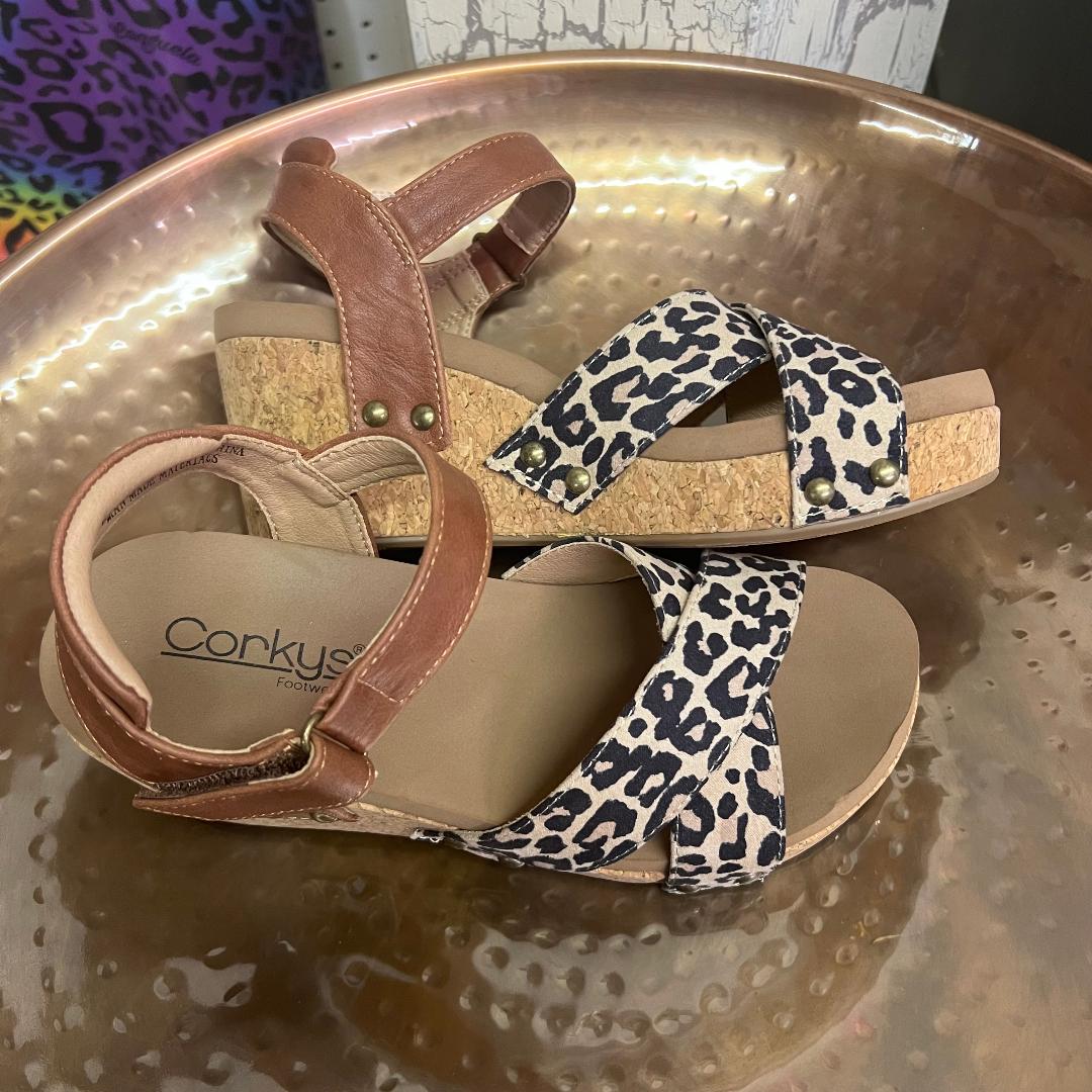 Kindle Cognac Leopard Wedge/Sandal