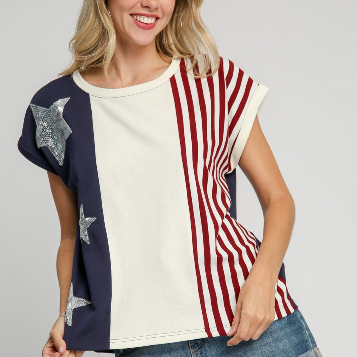 USA Flag Round Neck Top