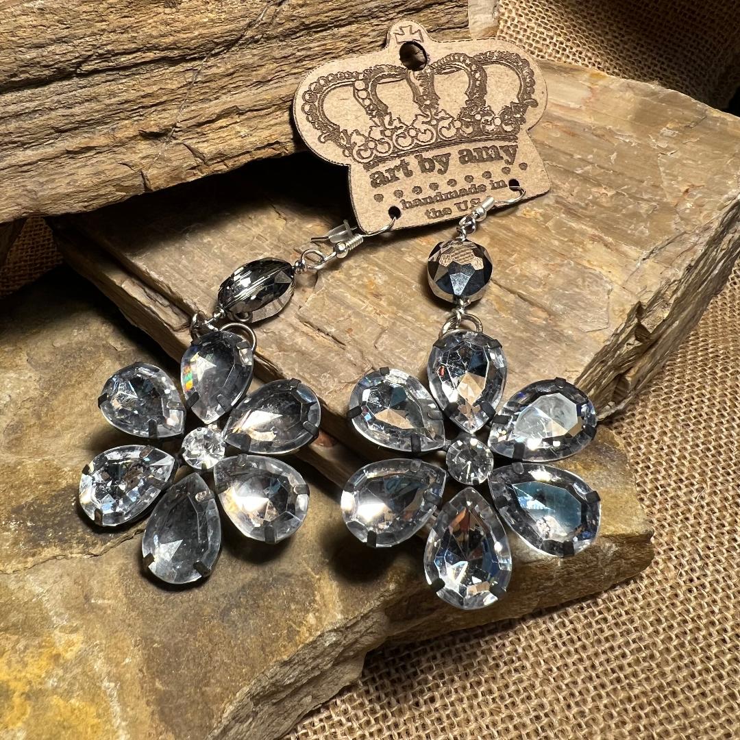 Bold Crystal Flower Earrings