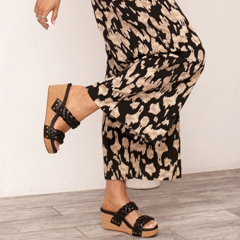 Delightful Black Metallic Wedge/Sandal