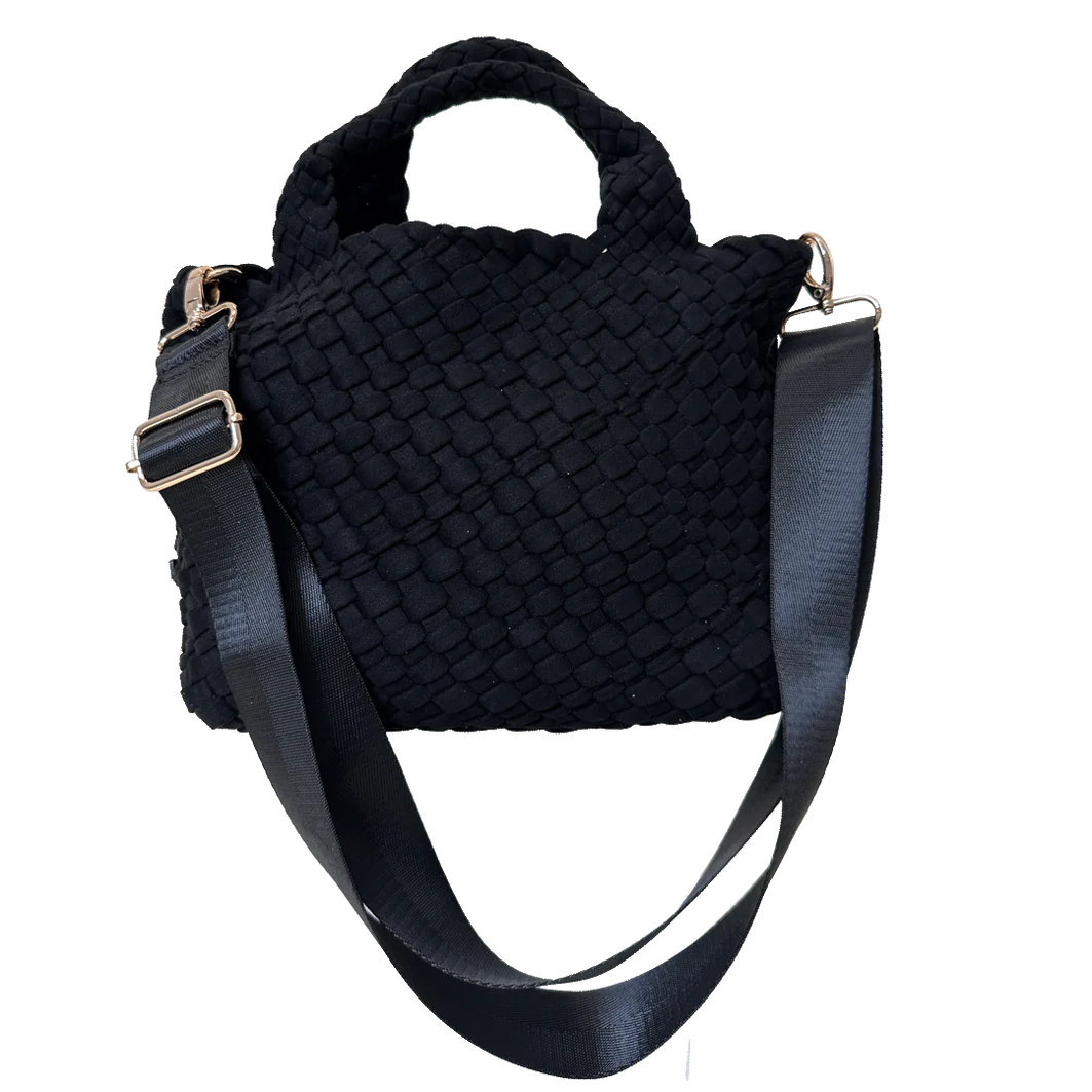 Linda Woven Velour Black Tote