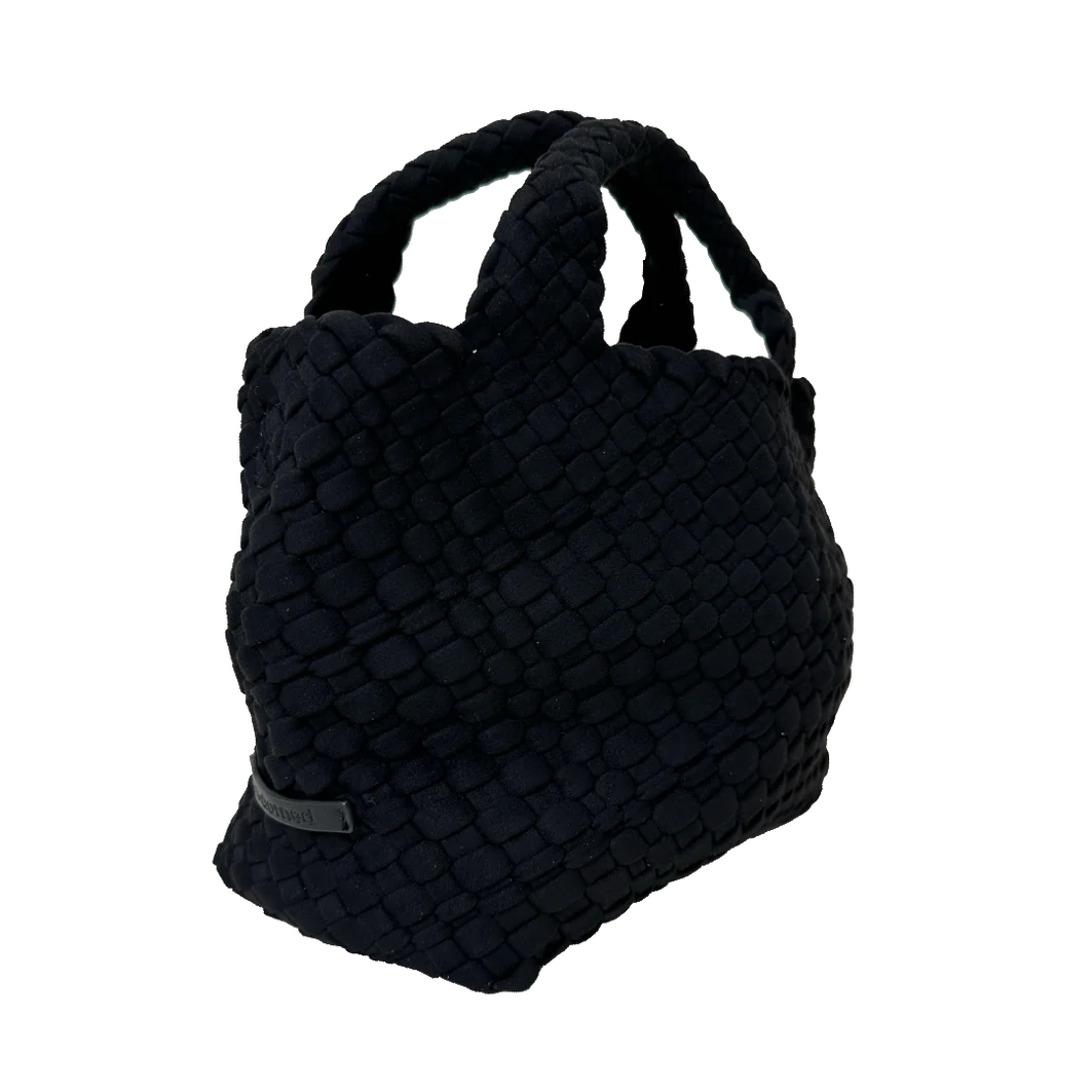 Linda Woven Velour Black Tote