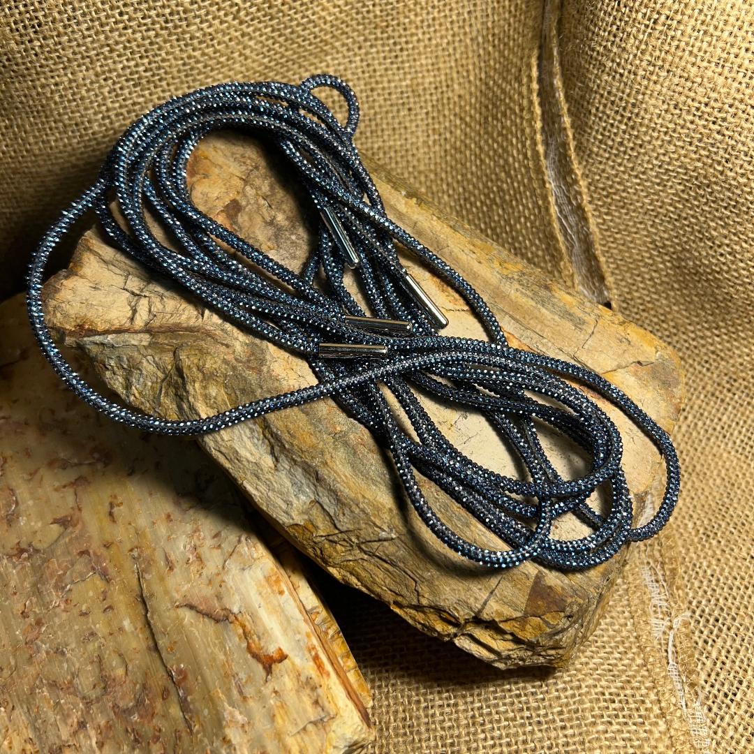 Super Blingy Crystal Navy Shoestrings