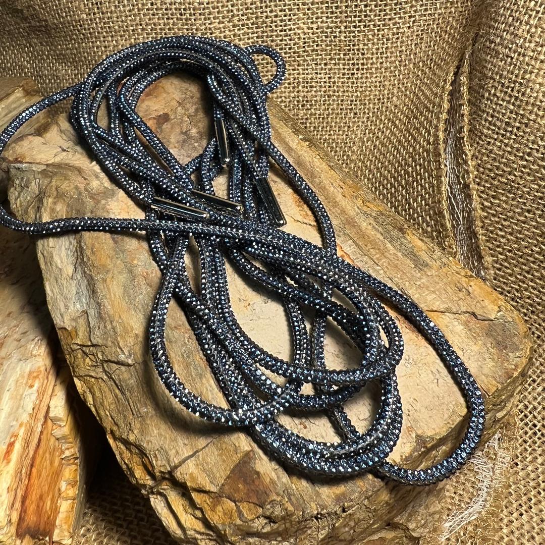 Super Blingy Crystal Navy Shoestrings