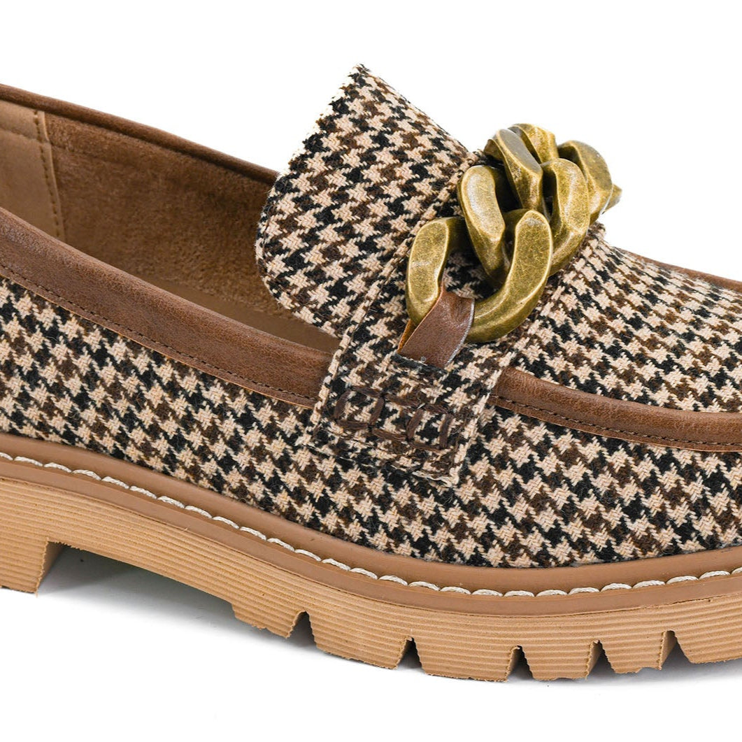 Corkys Not Literally Black Tan Houndstooth