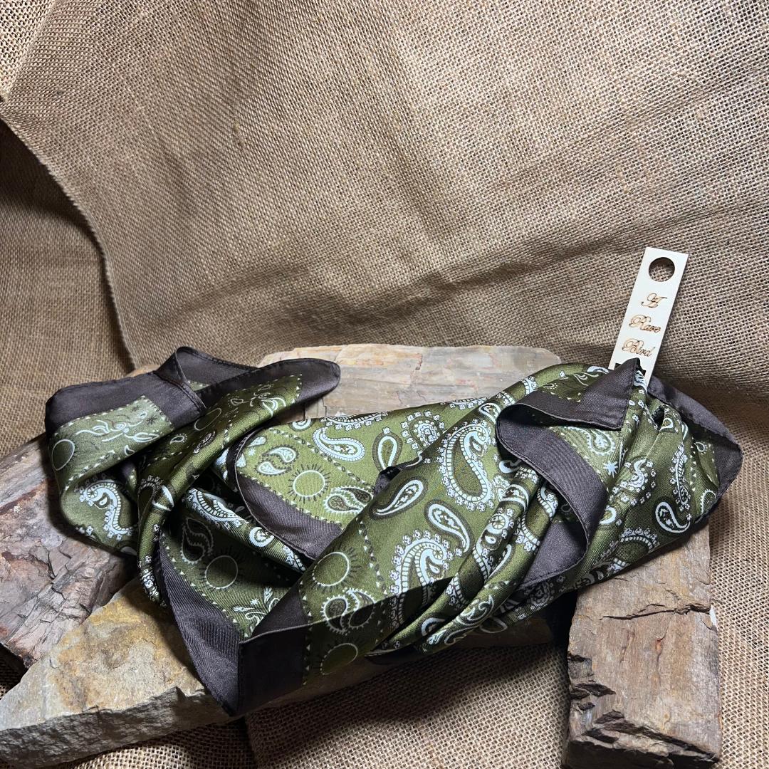 Olive and Chocolate Brown Paisley Wild Rag