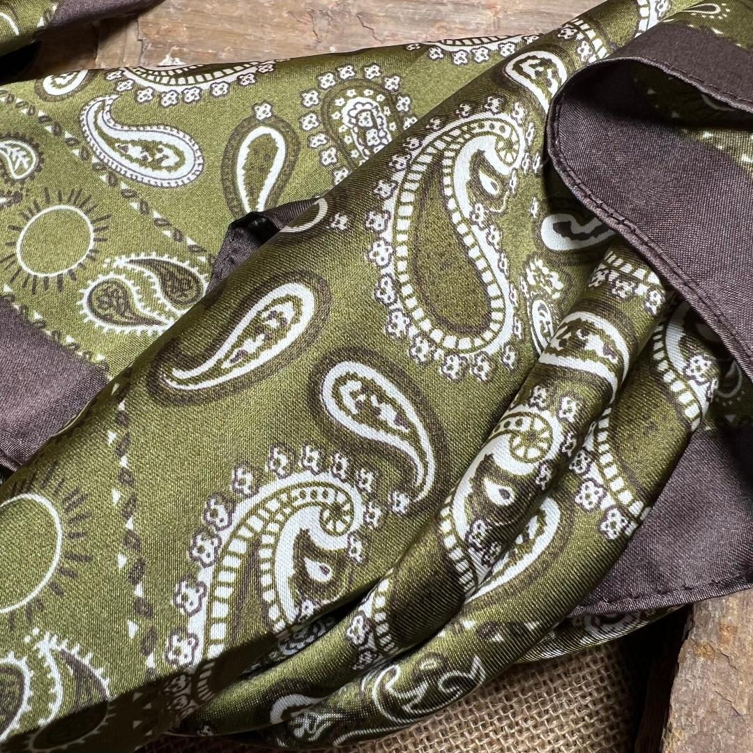 Olive and Chocolate Brown Paisley Wild Rag