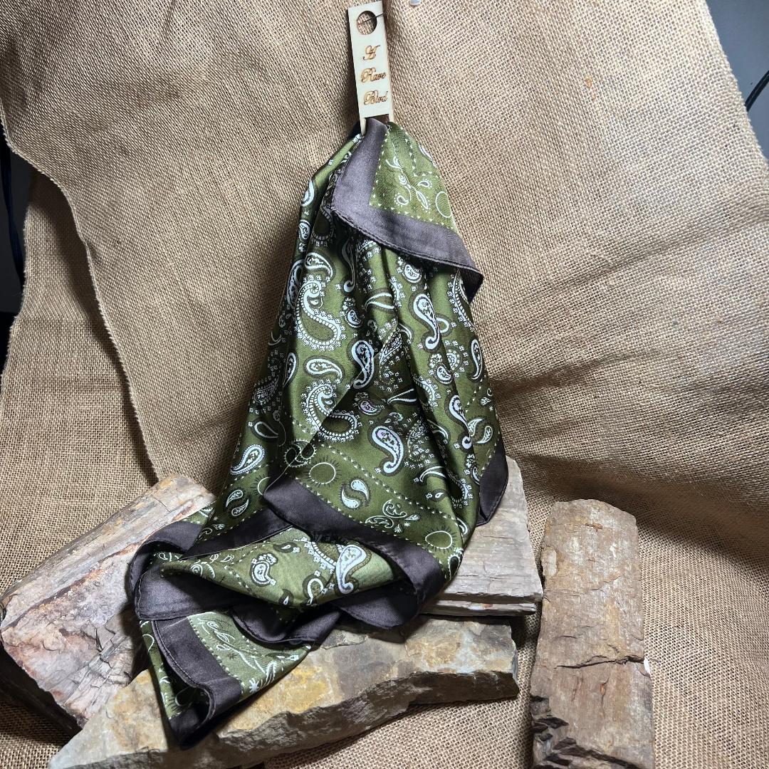 Olive and Chocolate Brown Paisley Wild Rag