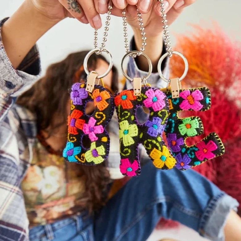 BLACK MULTI Felt Alphabet Charms