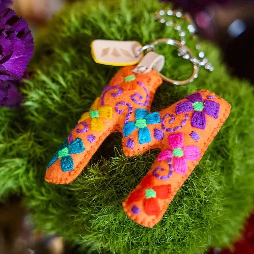 ORANGE MULTI Felt Alphabet Charms