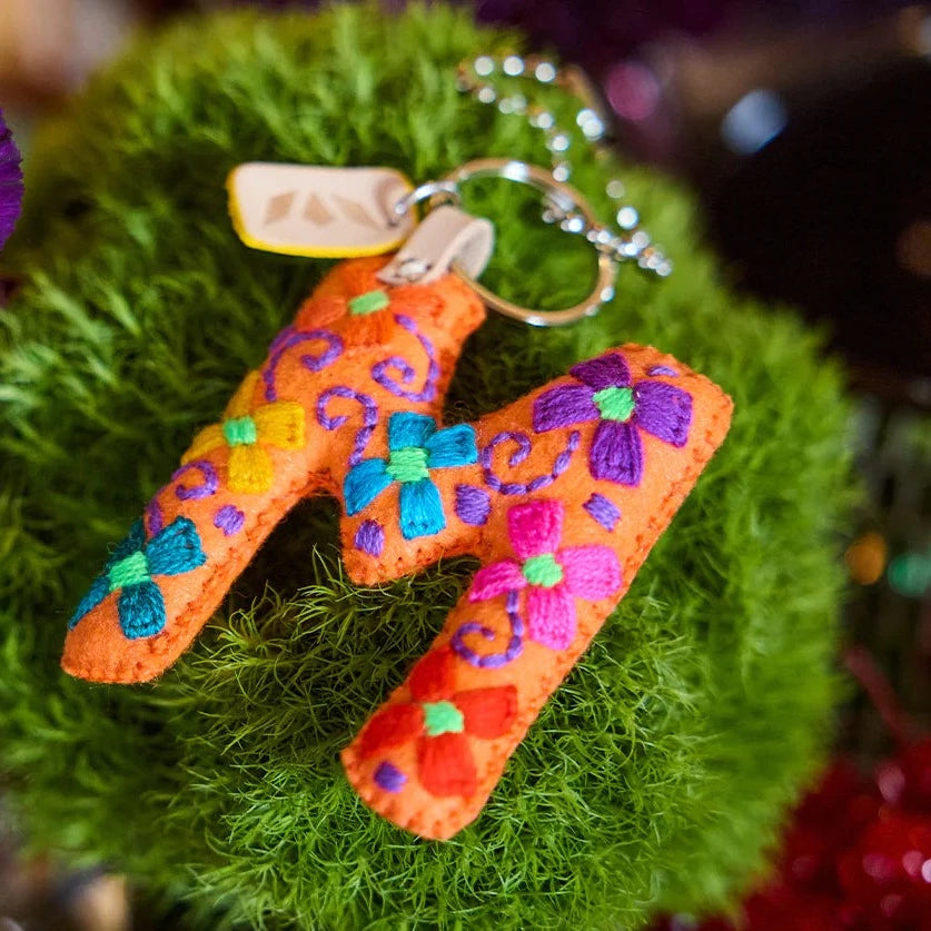 ORANGE MULTI Felt Alphabet Charms