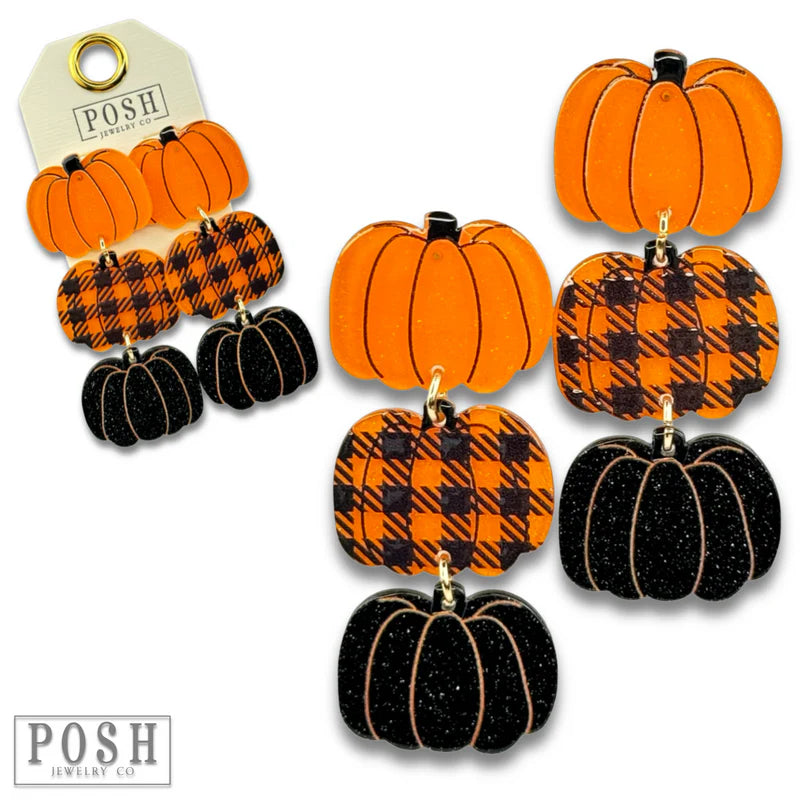 Mixed Color Glitter Pumpkin Earring