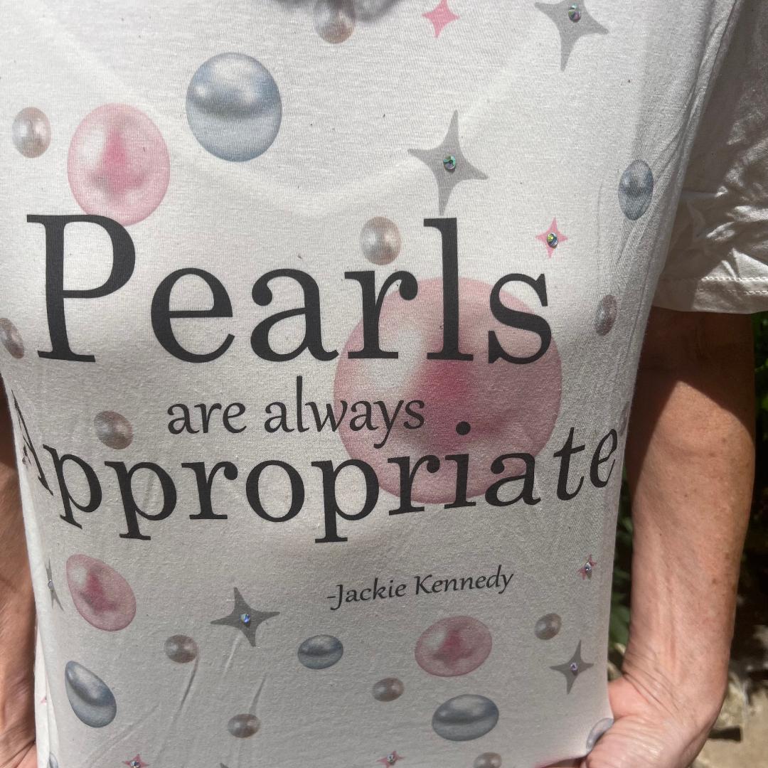 Pearls are Always Tee with Rhinestone Accents