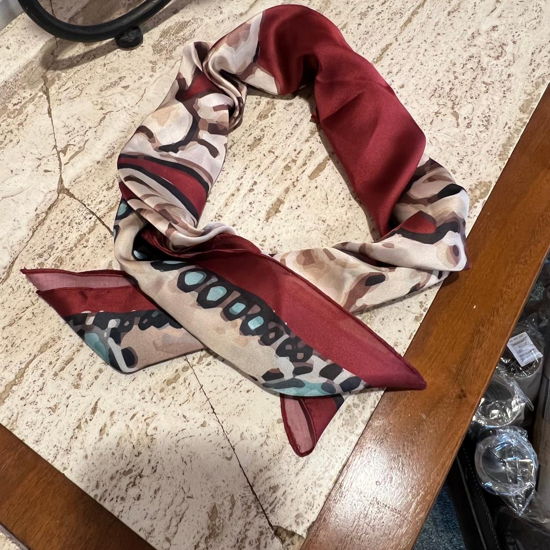 Rust Turquoise Black and Tan Wild Rag Bandana Scarf