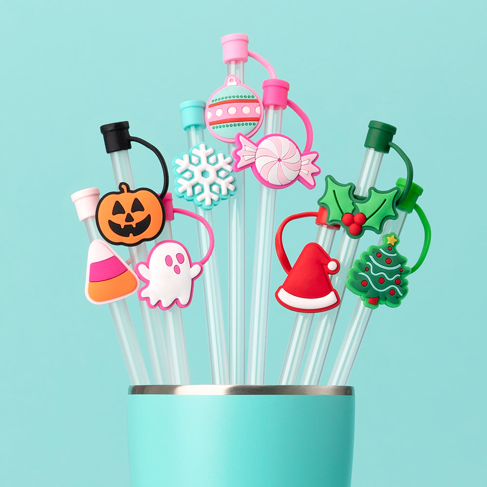 Christmas Tree Straw Topper Set