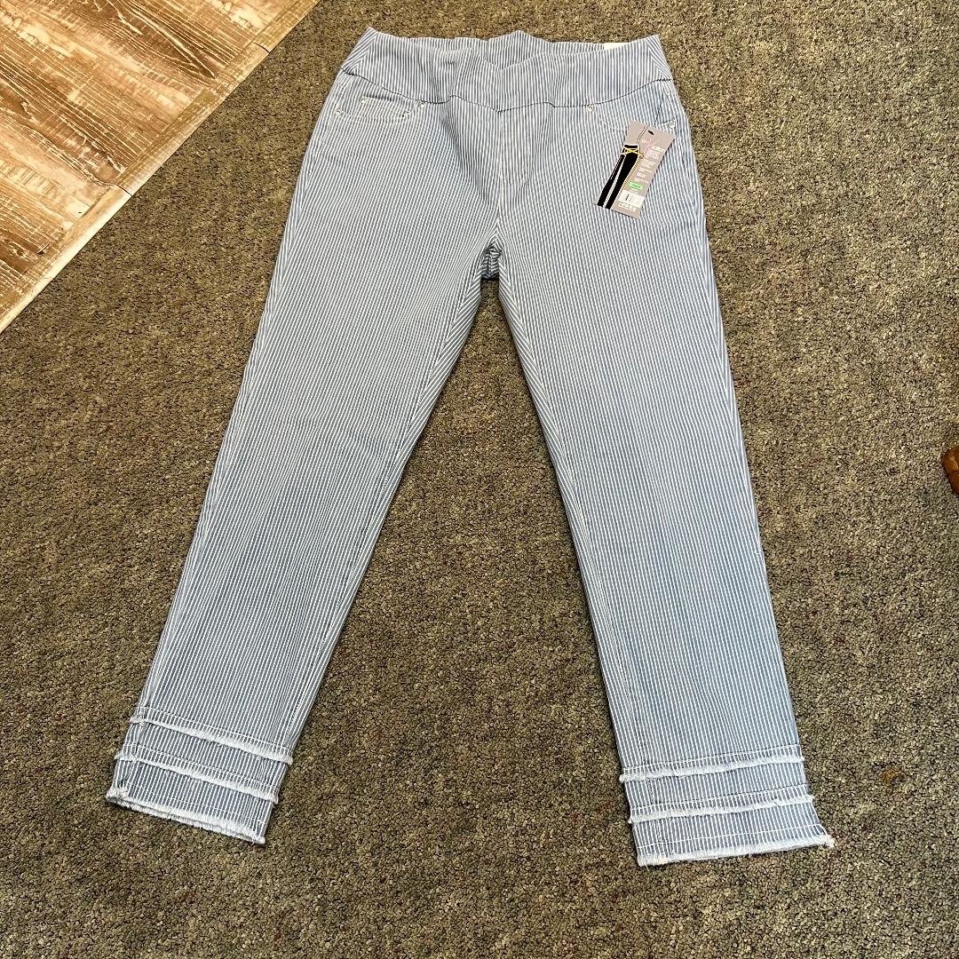 Pull On Wide Band Triple Fringe Hem Jean