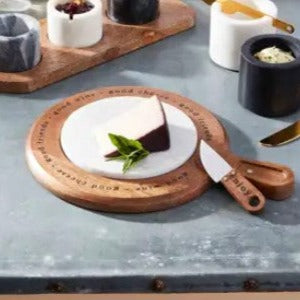 Marble and Wood Cheese Board 3 Pc. Set