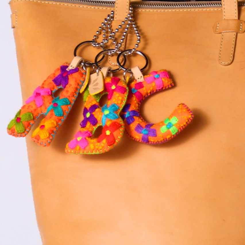 ORANGE MULTI Felt Alphabet Charms