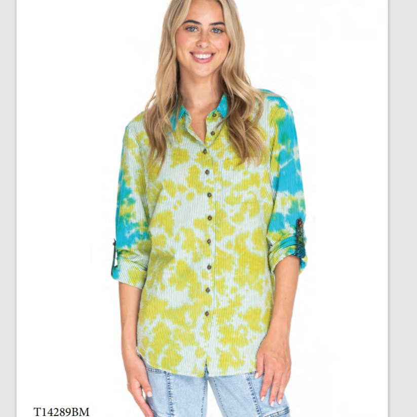 Tie Dyed Button Up with Panel Printed Back